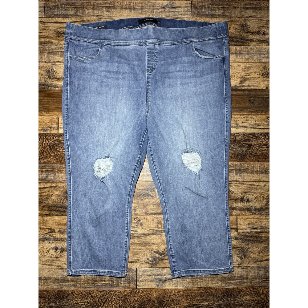 Torrid Sz 4‎ Premium Distressed Skinny Jeans Light Wash Women's Stretch Denim